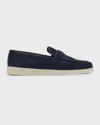 Prada Almond Toe Suede Loafers With Rubber Sole In Palissandr