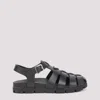 Prada Black Logo Sandals In Black