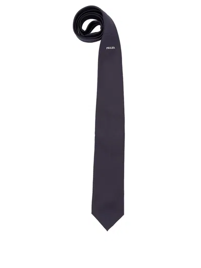 Prada Men Satin Tie In Blue