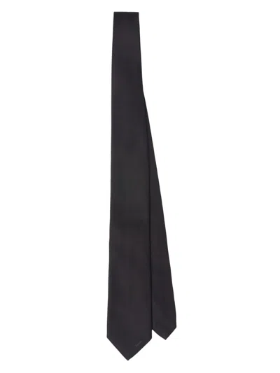 Prada Triangle-motif Wool Tie In Black