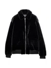 Prada Shearling Bomber Jacket In Black
