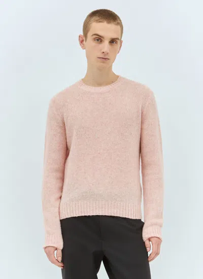 Prada Men Shetland Wool Crewneck Sweater In Pink