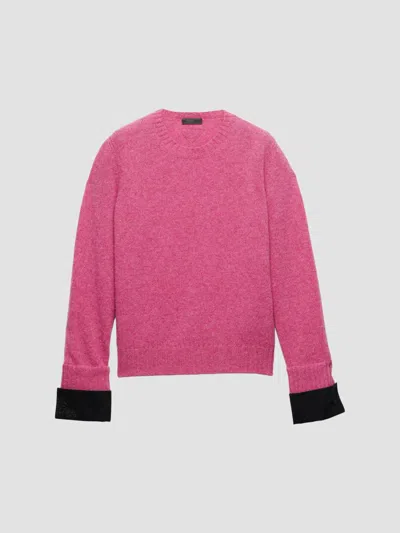 Prada Shetland Wool Crewneck Sweater In Pink