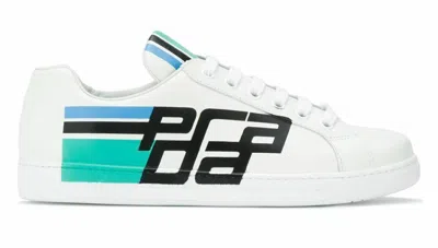 Pre-owned Prada Men's Shoes Sneakers Graphic Logo $765 Мужская Кроссовки 男鞋 紳士靴 100%aut In White