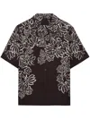 Prada Men Short-sleeved Printed Cotton Shirt In Brown