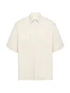 Prada Short-sleeved Stretch Cotton Shirt In Beige