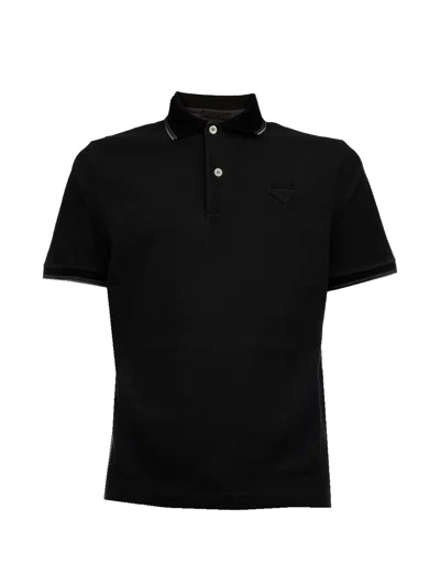 Prada Men's Short-sleeve Polo Shirt In Asfalto