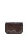 Prada Adjustable Leather Shoulder Bag With Zippered Welt Pocket In Brown