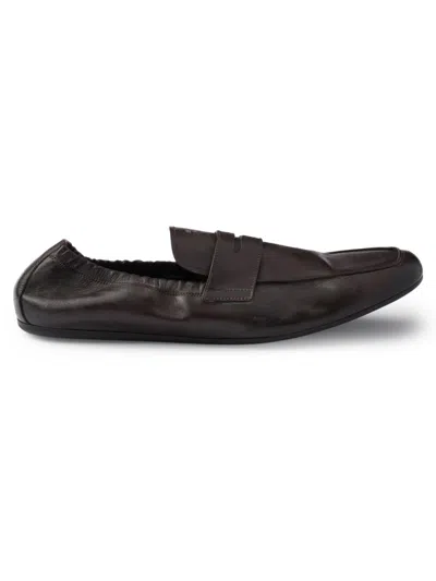 Prada Shuffle Leather Loafers In Brown