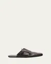 Prada Men's Shuffle Leather Double-monk Strap Mules In Brown