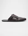 Prada Men's Shuffle Leather Double-monk Strap Mules In Brown