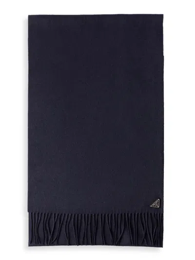 Prada Men's Silk And Cashmere Scarf In Blue