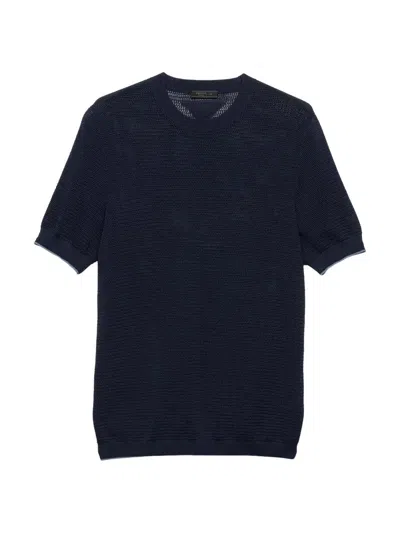 Prada Men's Silk And Cotton Crewneck Sweater In Blue