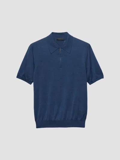 Prada S Ilk And Cotton Polo Shirt In Blue