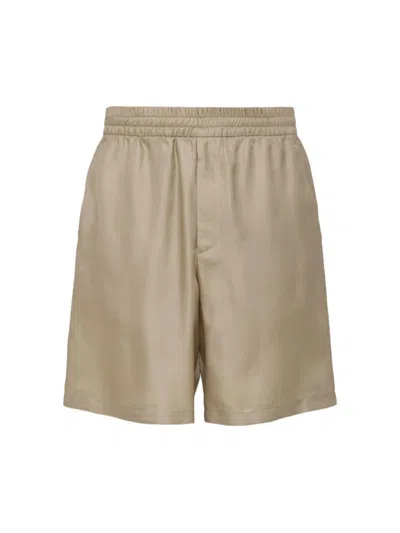 Prada Men's Silk Bermuda Shorts In Beige