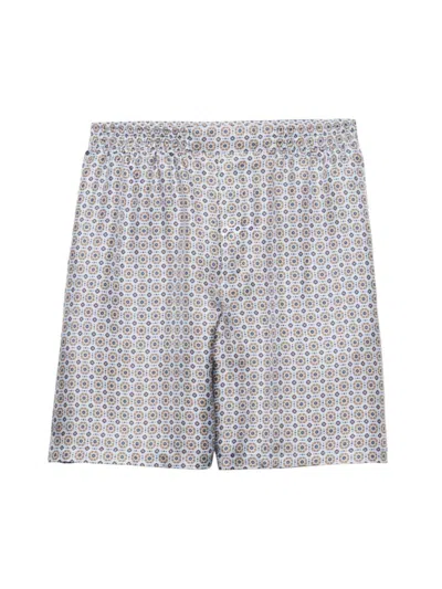 Prada Geometric-print Silk Bermuda Shorts In Blue