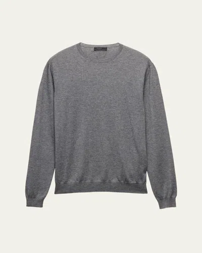 Prada Men's Silk-cashmere Crew Sweater In Gray