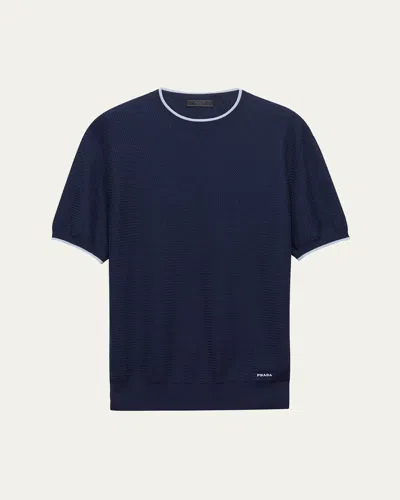 PRADA MEN'S SILK-COTTON MESH SWEATER