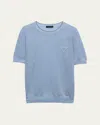 Prada Triangle Logo Perforated T-shirt In Cielo