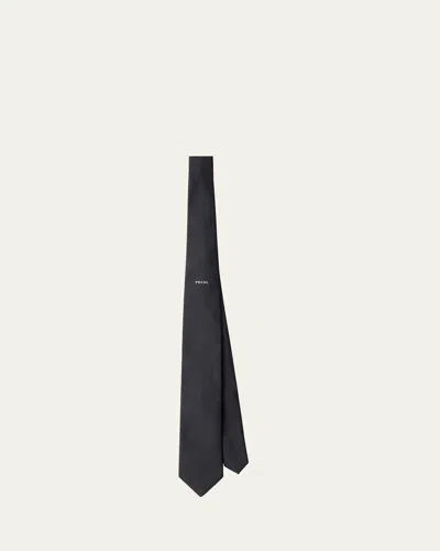 PRADA MEN'S SILK STRIPE LOGO TIE