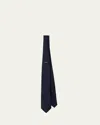 Prada Men's Silk Stripe Logo Tie In Black
