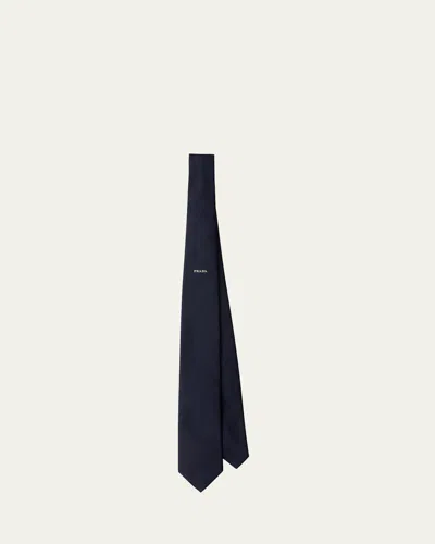 PRADA MEN'S SILK STRIPE LOGO TIE