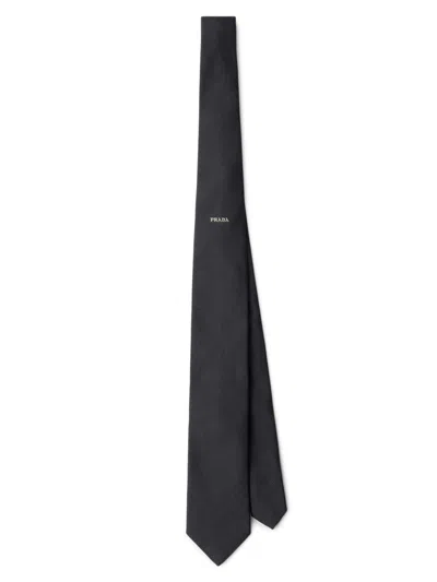 Prada Men's Silk Tie In Gray
