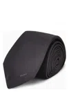 Prada Black Silk Tie With Logo Men In Black