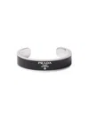 Prada Men's Silver Bangle Bracelet In White