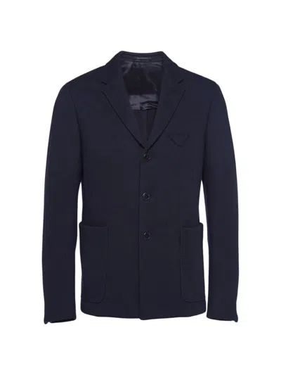 Prada Men's Single-breasted Cashmere And Wool Jacket In Blue