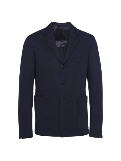 Prada Single-breasted Cashmere And Wool Jacket In Blue