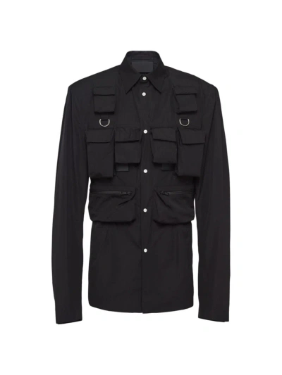 Prada Men's Single Breasted Cotton Jacket In Black