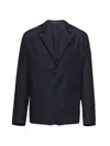 Prada Logo-patch Single-breasted Blazer In Blue