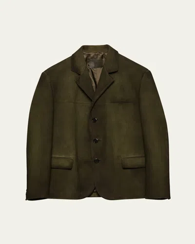 Prada Suede Jacket In Green