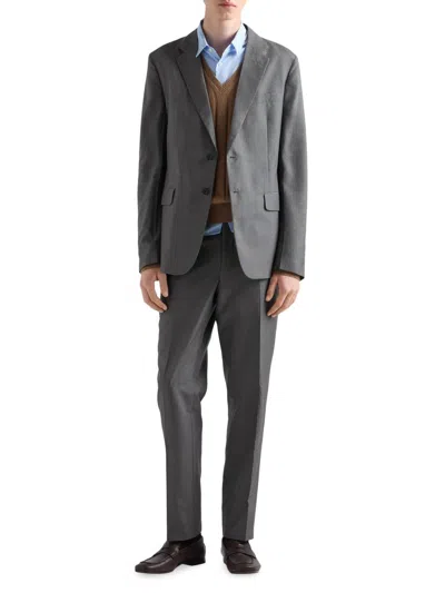 Prada Men's Single-breasted Silk Suit In Gray