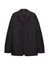 Prada Single-breasted Technical Cotton Jacket In Black