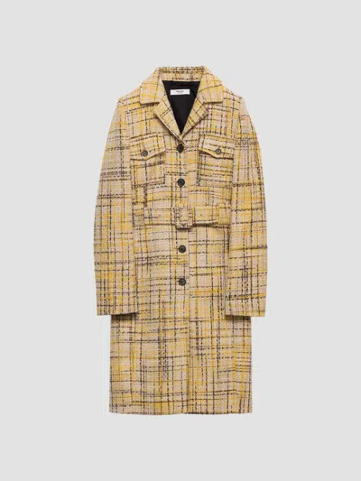 Prada Men's Single-breasted Tweed Coat In Yellow