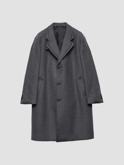 Prada Men's Single-breasted Wool And Cashmere Coat In Grey
