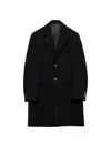 Prada Single-breasted Wool Blend Coat In Black
