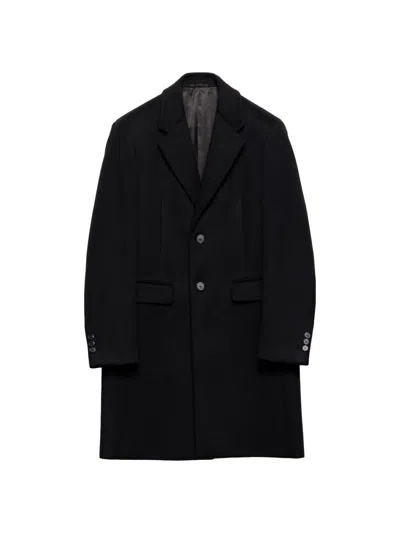 PRADA MEN'S SINGLE-BREASTED WOOL BLEND COAT