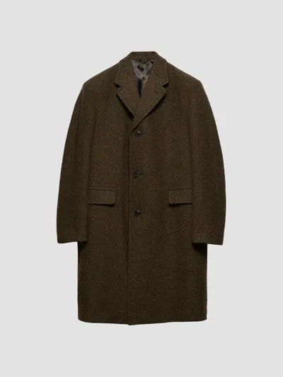 Prada Single-breasted Wool Coat In Green