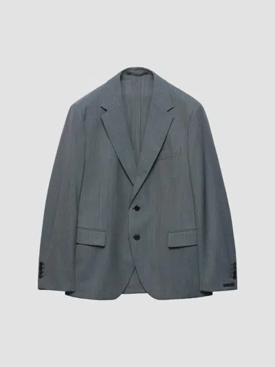 Prada Single-breasted Wool Blazer In Gray