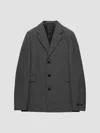 Prada Single-breasted Wool Jacket In Gray