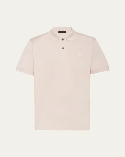PRADA MEN'S SLIM PIQUE KNIT LOGO POLO
