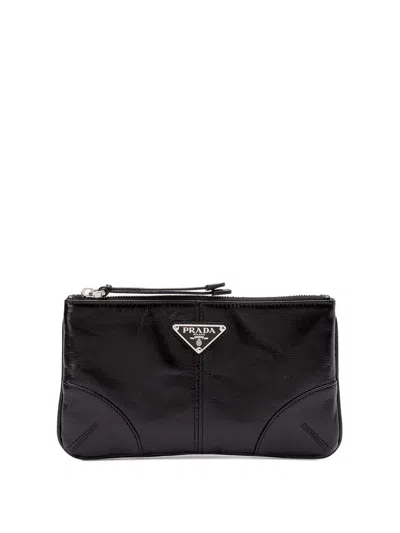 Prada Men Small Leather Wallet In Black
