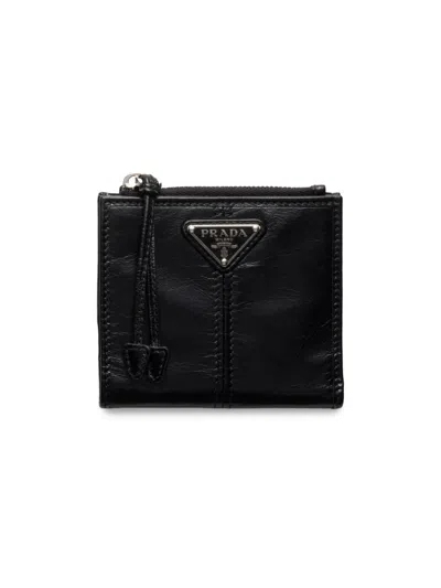 Prada Men's Small Leather Wallet In Black