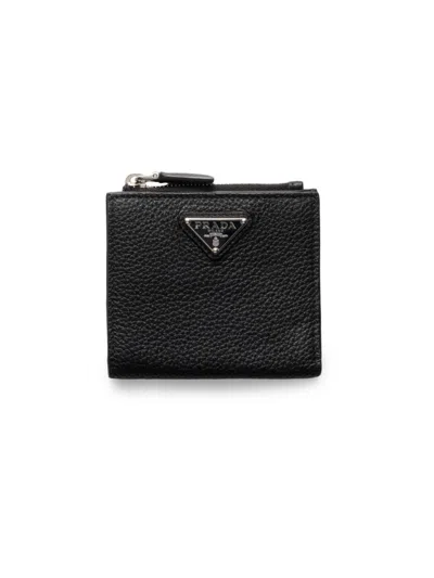Prada Men's Small Leather Wallet In Black