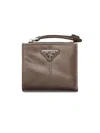 Prada Small Leather Wallet In Brown