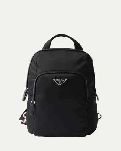 Prada Men's Small Nylon Crossbody Backpack In Black
