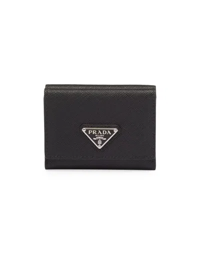 Prada Men's Small Saffiano Leather Wallet In Black